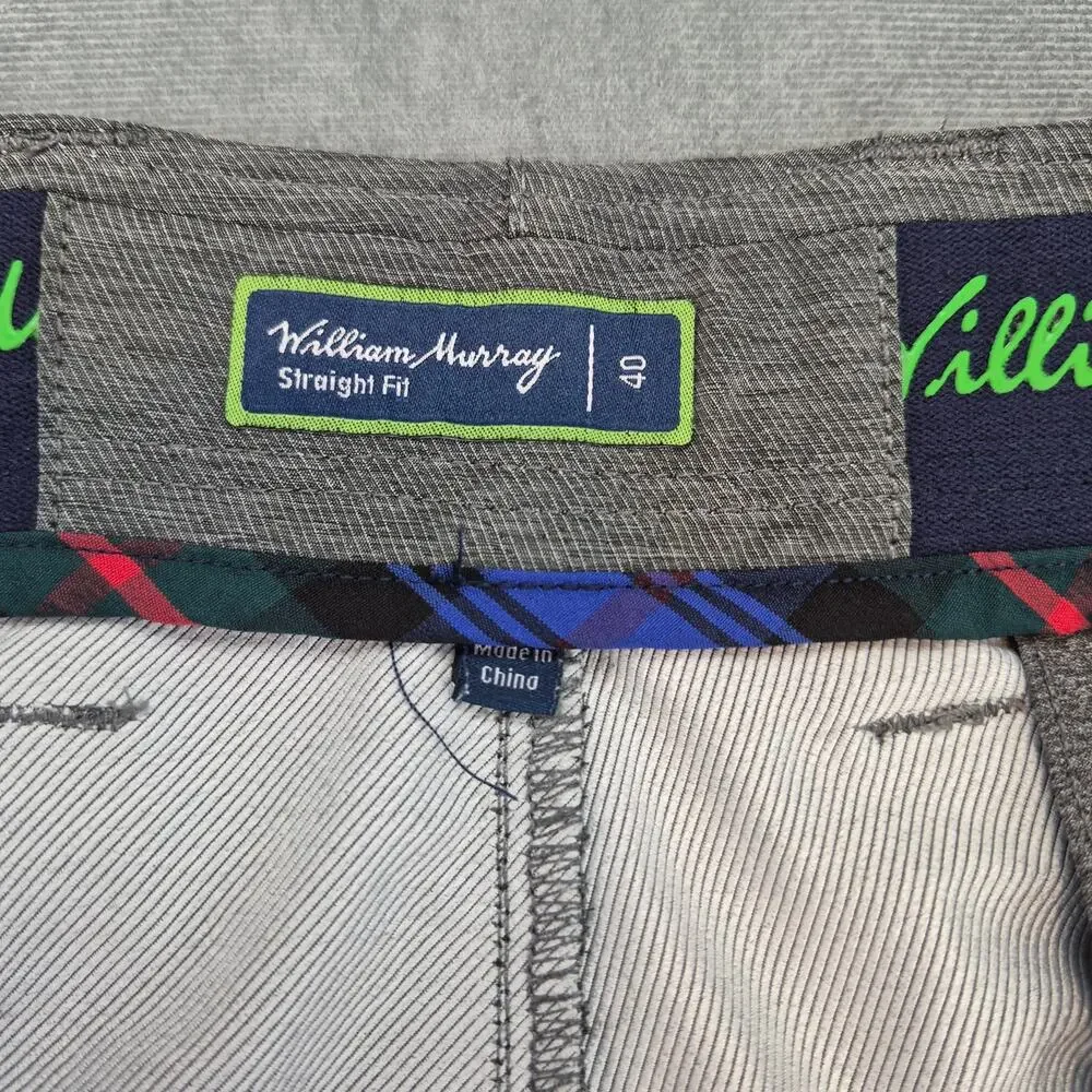 William Murray Mens 40 Straight Fit Stretch Golf Performance Shorts Gray Tartan